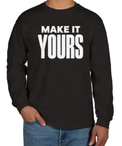 Custom Gildan Ultra Cotton Long Sleeve T-shirt - Black custom print example; your uploaded design replaces the example artwork