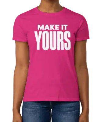 Custom Gildan Ultra Cotton Women’s T-shirt - Heliconia custom print example; your uploaded design replaces the example artwork