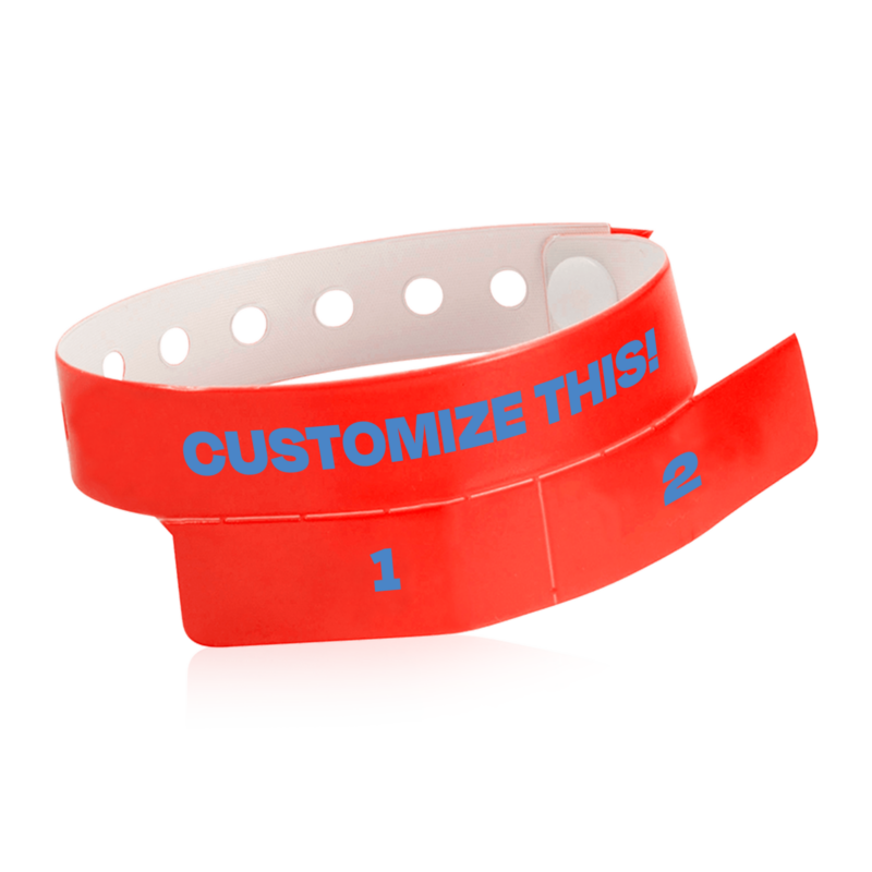 Custom 2-Tab Redemption Vinyl Wristbands custom printing example