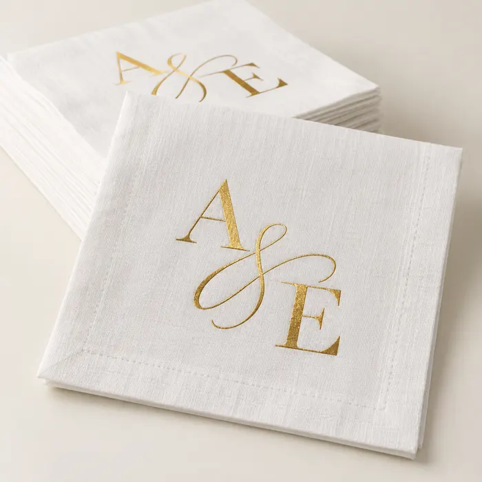 Custom Extra-Large Foil Dinner Napkins with sample customer artwork