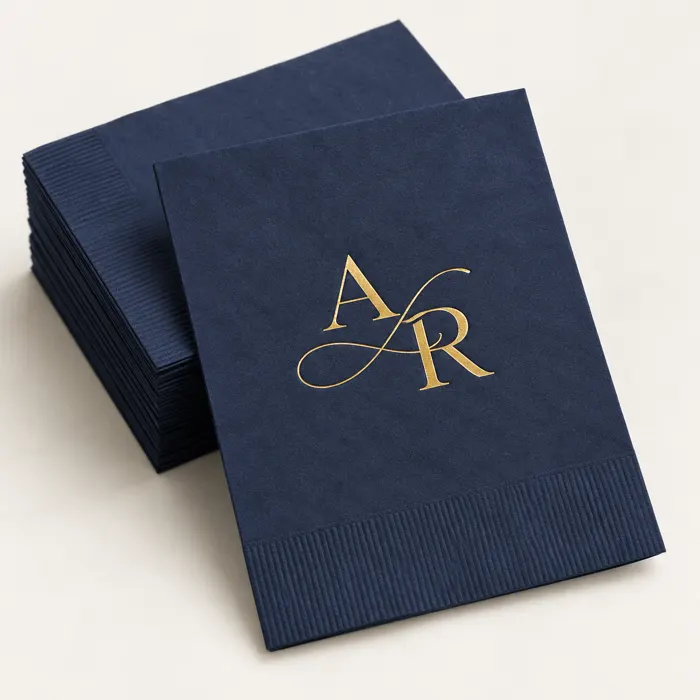 Custom Foil Guest Towels with sample customer artwork