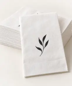 Custom Linen-Like Guest Towels with sample customer artwork