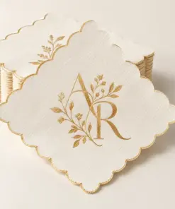 Custom Scalloped Foil Luncheon Napkins with sample customer artwork