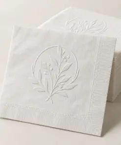Custom Debossed Linen-Like Dinner Napkins with sample customer artwork