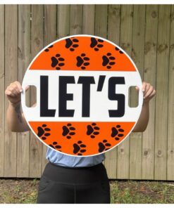 Photographed corrugated cheer sign in use