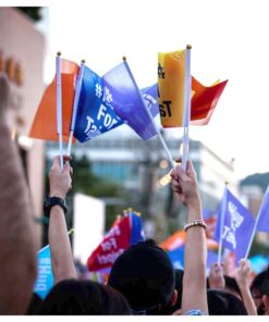 Photographed small handheld flags