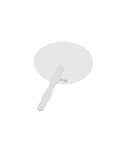 Photographed back of round fan and handle