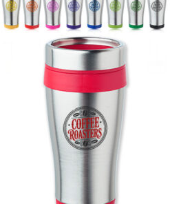 Custom Color-Accent Fan Tumbler - 16 oz - Stainless Exterior, Plastic Interior
