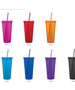 Custom Fan Double-Wall Acrylic Straw Tumbler - 20 oz