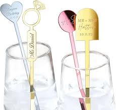 Wedding stirrer design reference: heart, engagement ring and monogram shapes