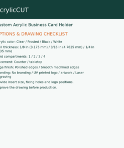 Custom Acrylic Business Card Holder — configuration checklist