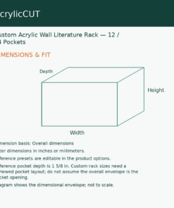 Custom Acrylic Wall Literature Rack — 12 / 24 Pockets — dimensions and fit