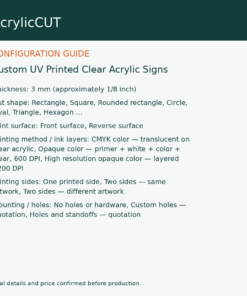 Custom UV Printed Clear Acrylic Signs — configuration guide