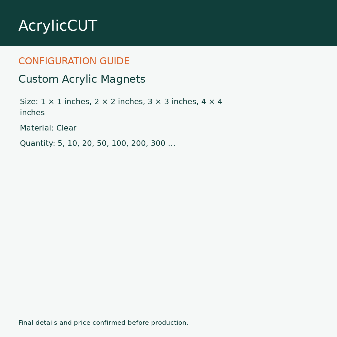 Custom Acrylic Magnets — configuration guide
