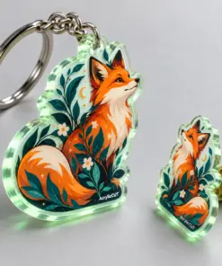 2" Glow-in-the-Dark Acrylic Pins & Keychains — CustomGoods detail illustration