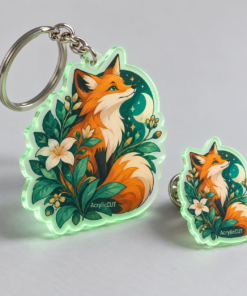 3" Glow-in-the-Dark Acrylic Pins & Keychains — custom design example